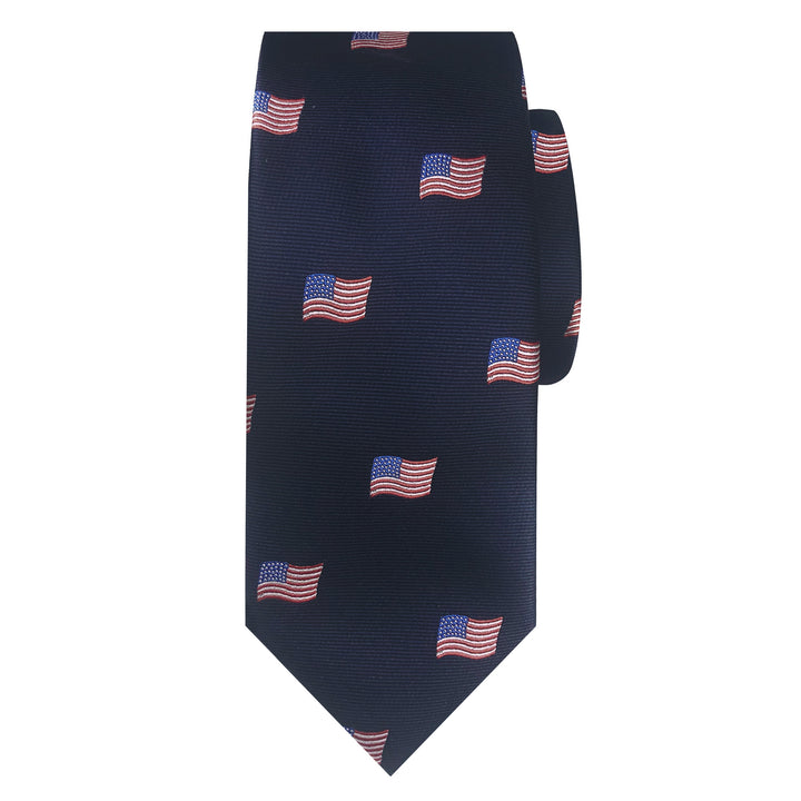 Kid's Prep American Flags Navy Tie