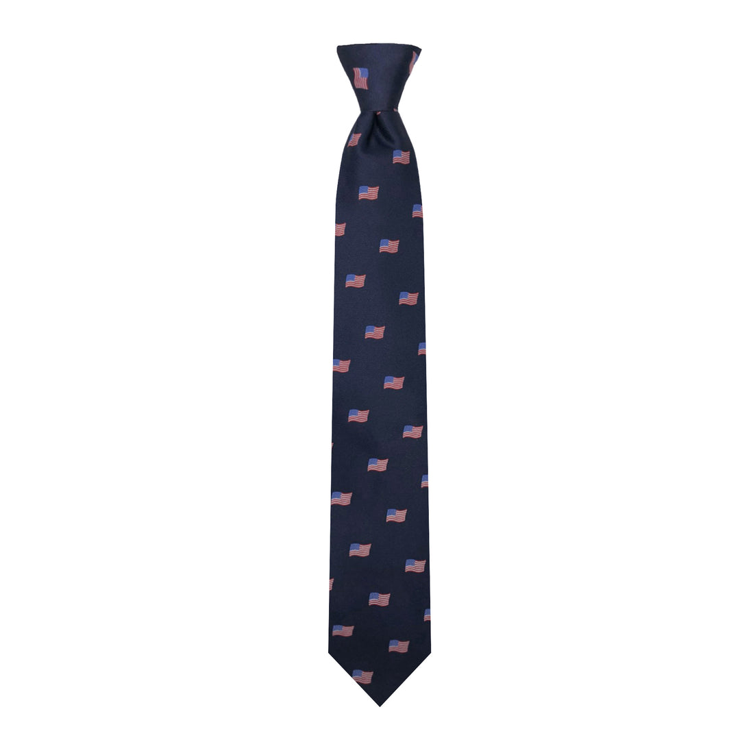 Kid's American Flags Navy 14" Clip-On Tie