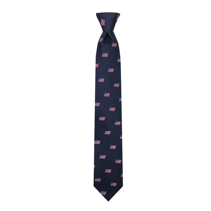 Kid's American Flags Navy 14" Clip-On Tie