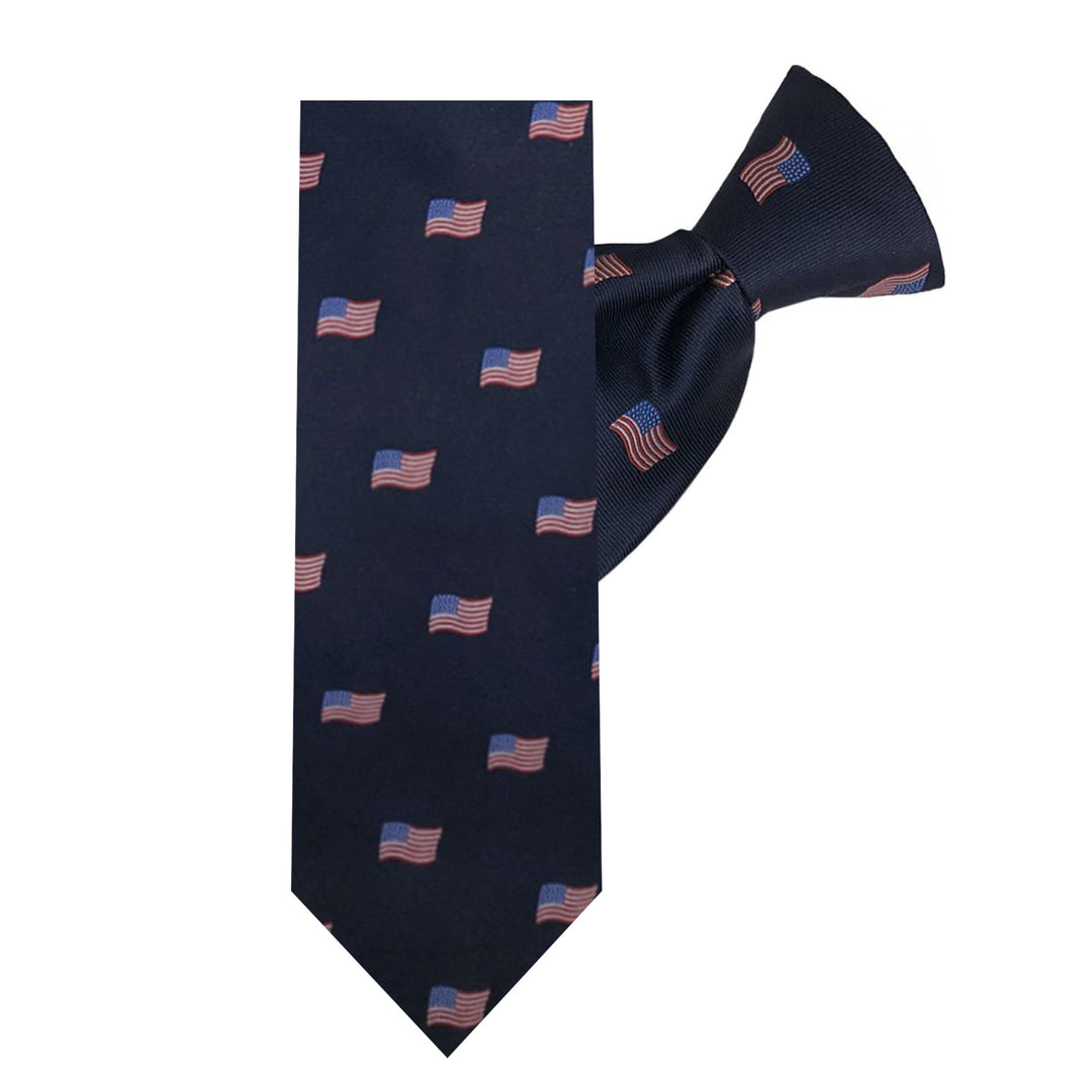 Kid's American Flags Navy 14" Clip-On Tie