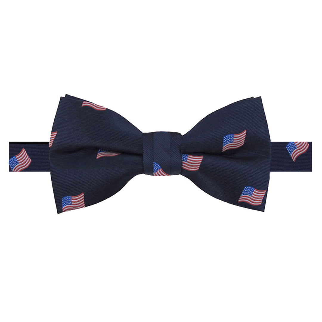 American Flags Navy Banded Bow Tie