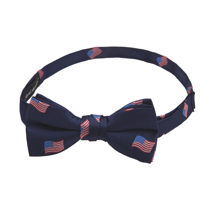 Kid's American Flags Navy Banded Bow Tie