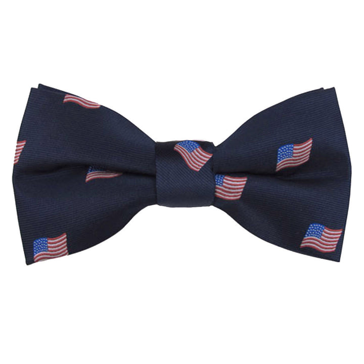 American Flags Navy Clip-On Bow Tie