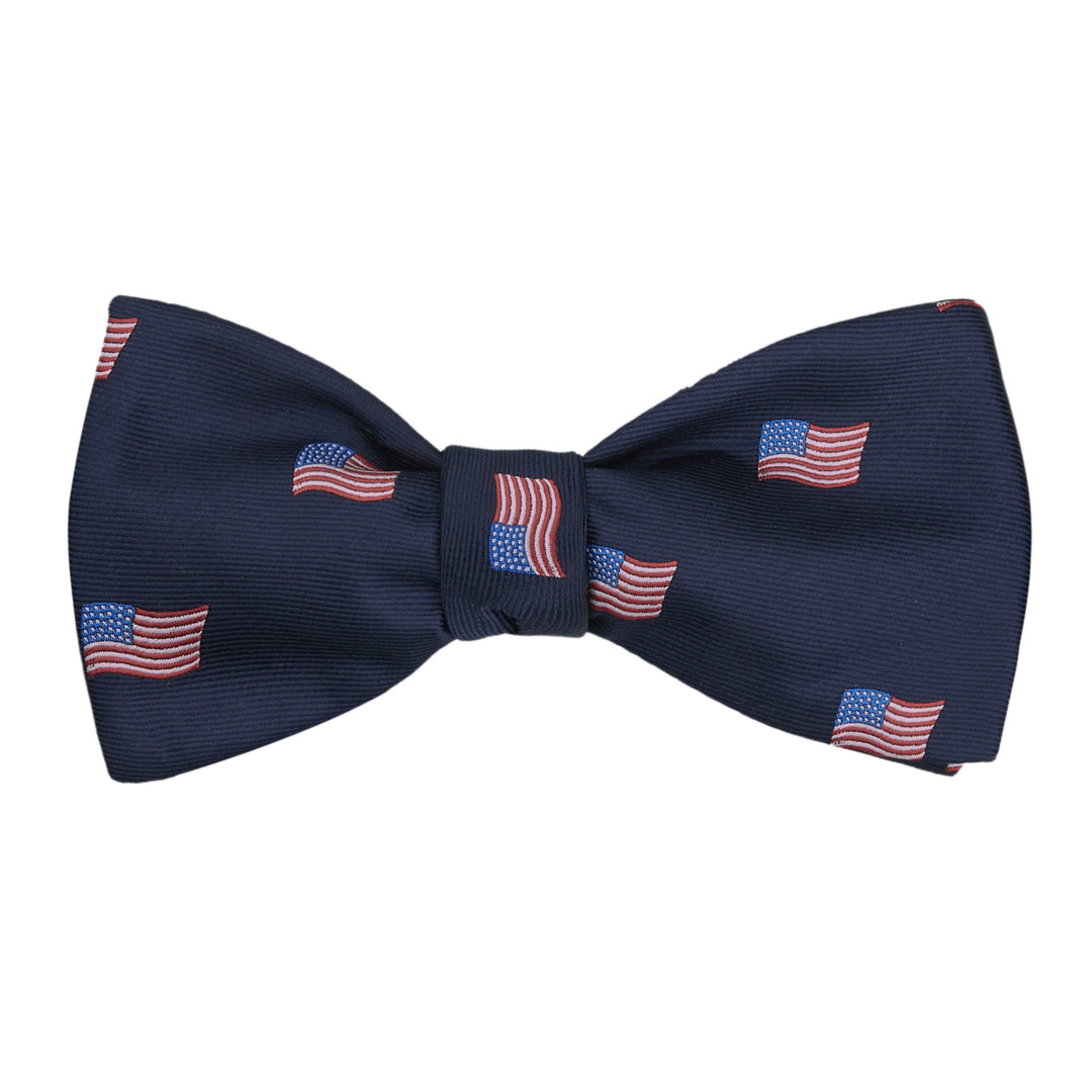 American Flags Navy Self-Tie Bow Tie