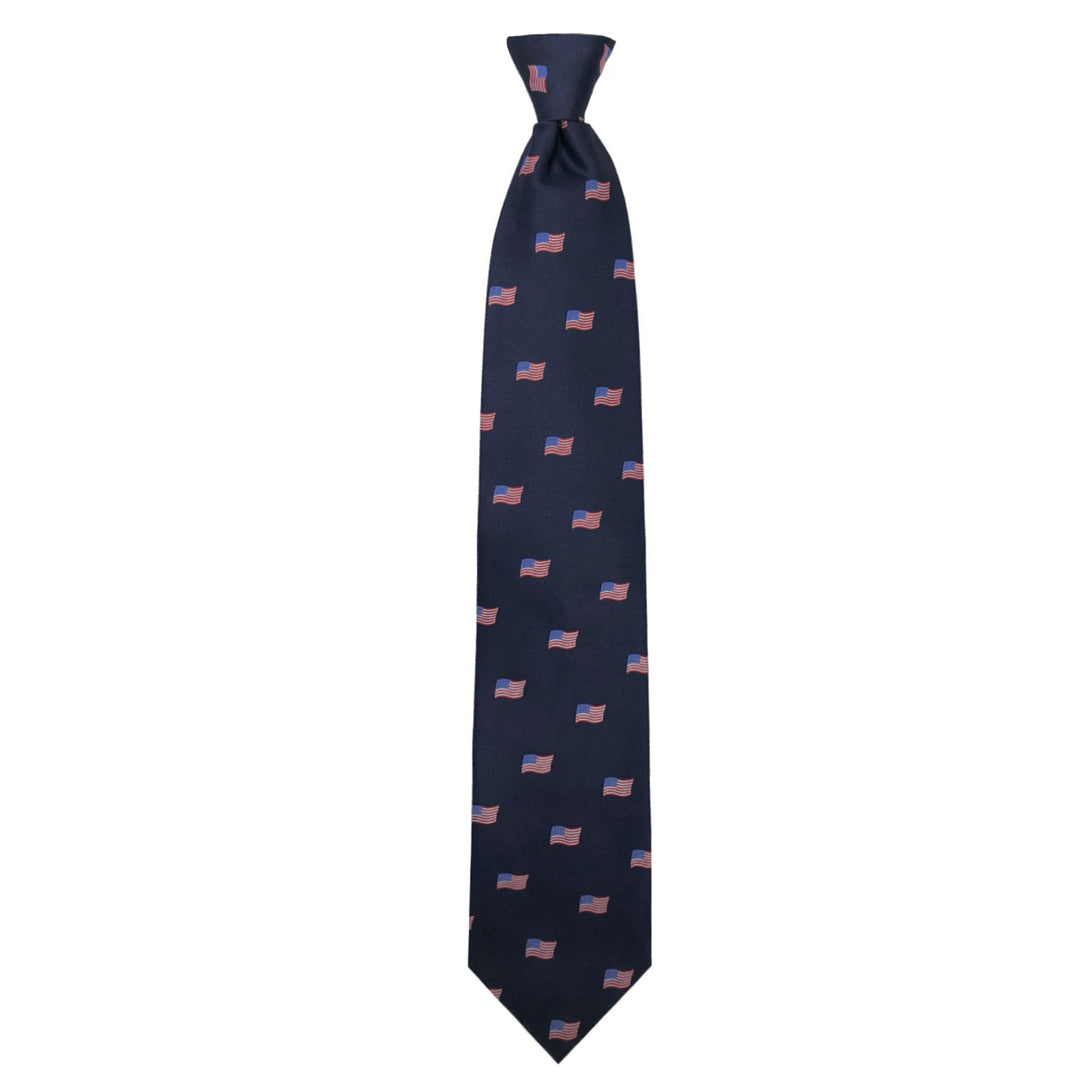 American Flags Navy Clip-On Tie