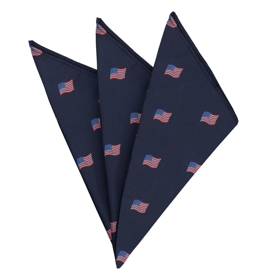 American Flags Navy Pocket Square