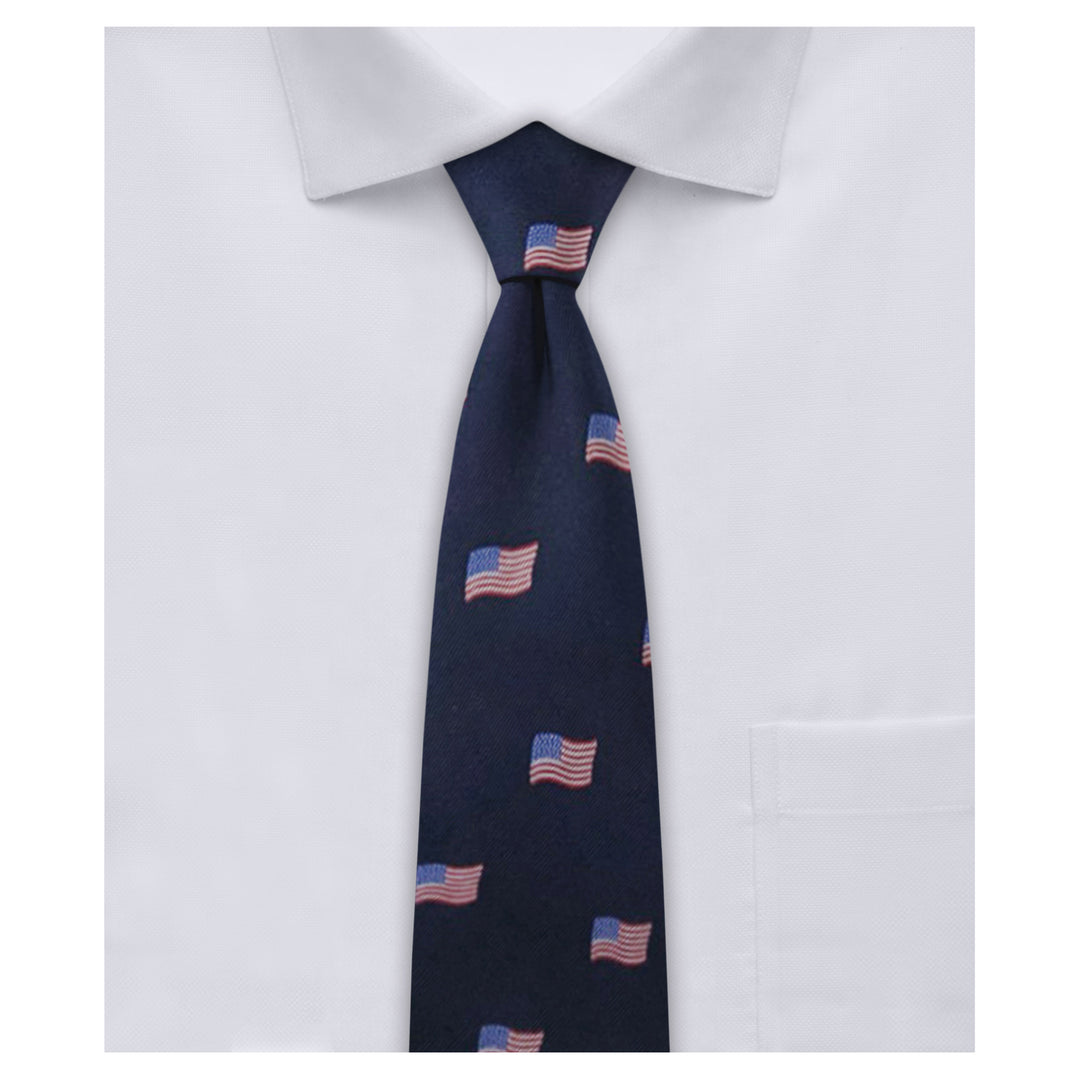 American Flags Navy Slim Tie