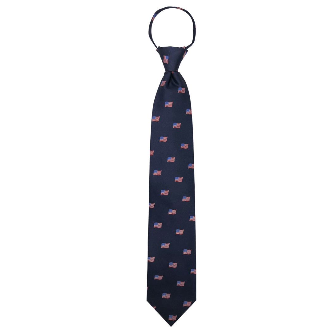 American Flags Navy Zipper Tie