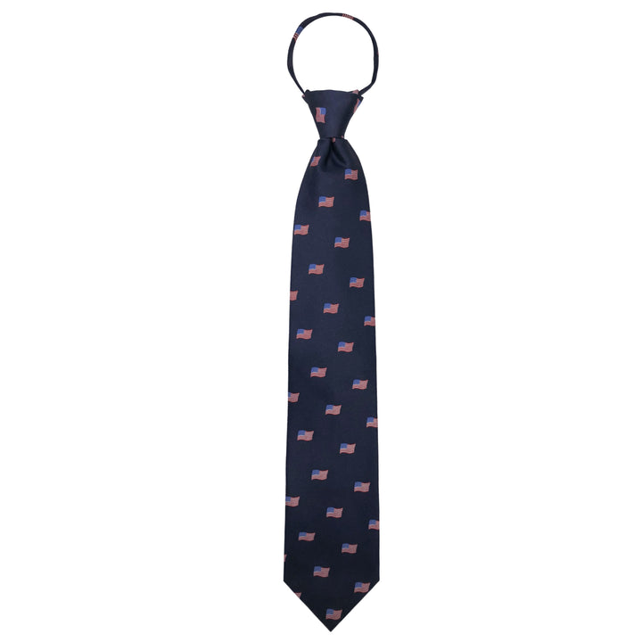 American Flags Navy Zipper Tie