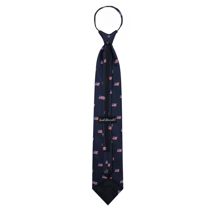 American Flags Navy Zipper Tie