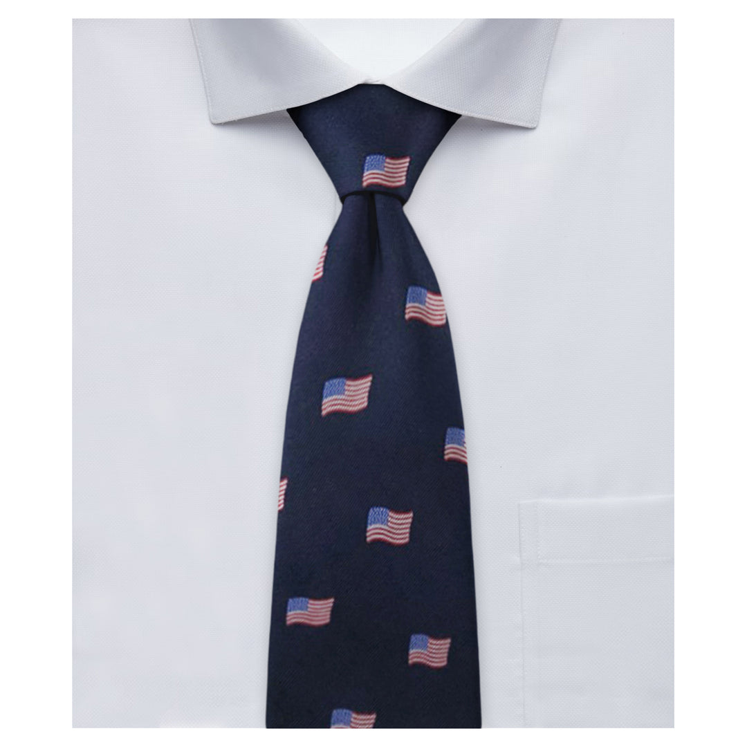 American Flags Navy Tie