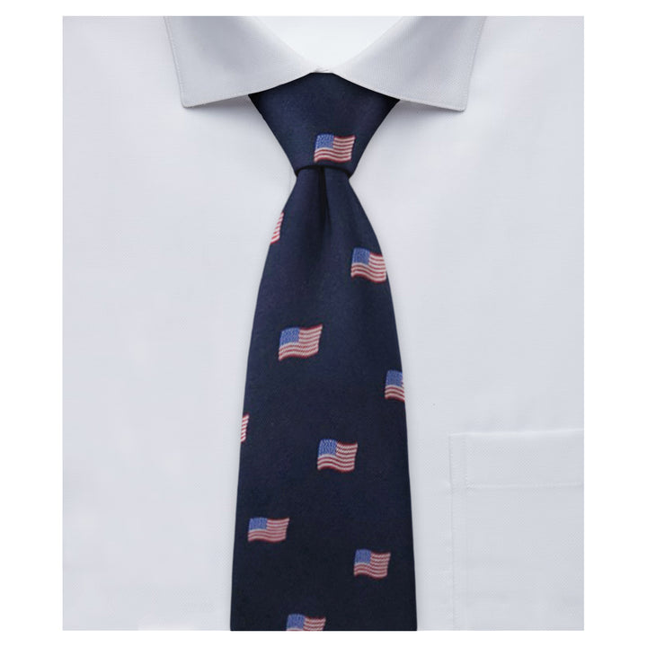 American Flags Navy Zipper Tie