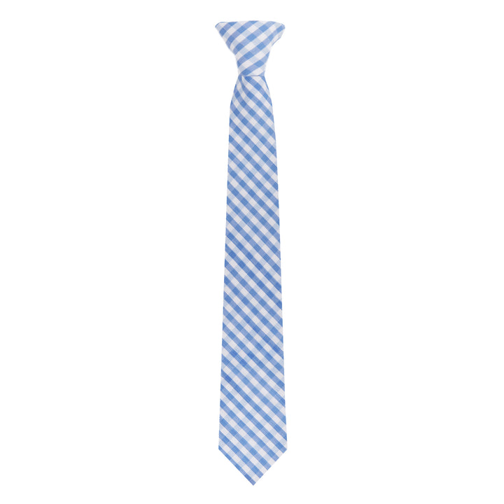 Kid's Gingham 14" Clip-On Tie - Light Blue