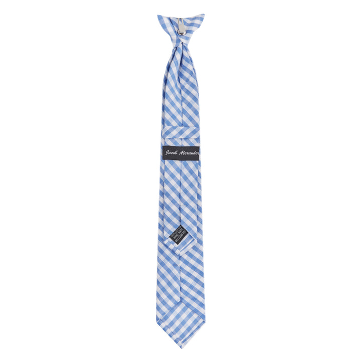 Kid's Gingham 14" Clip-On Tie - Light Blue