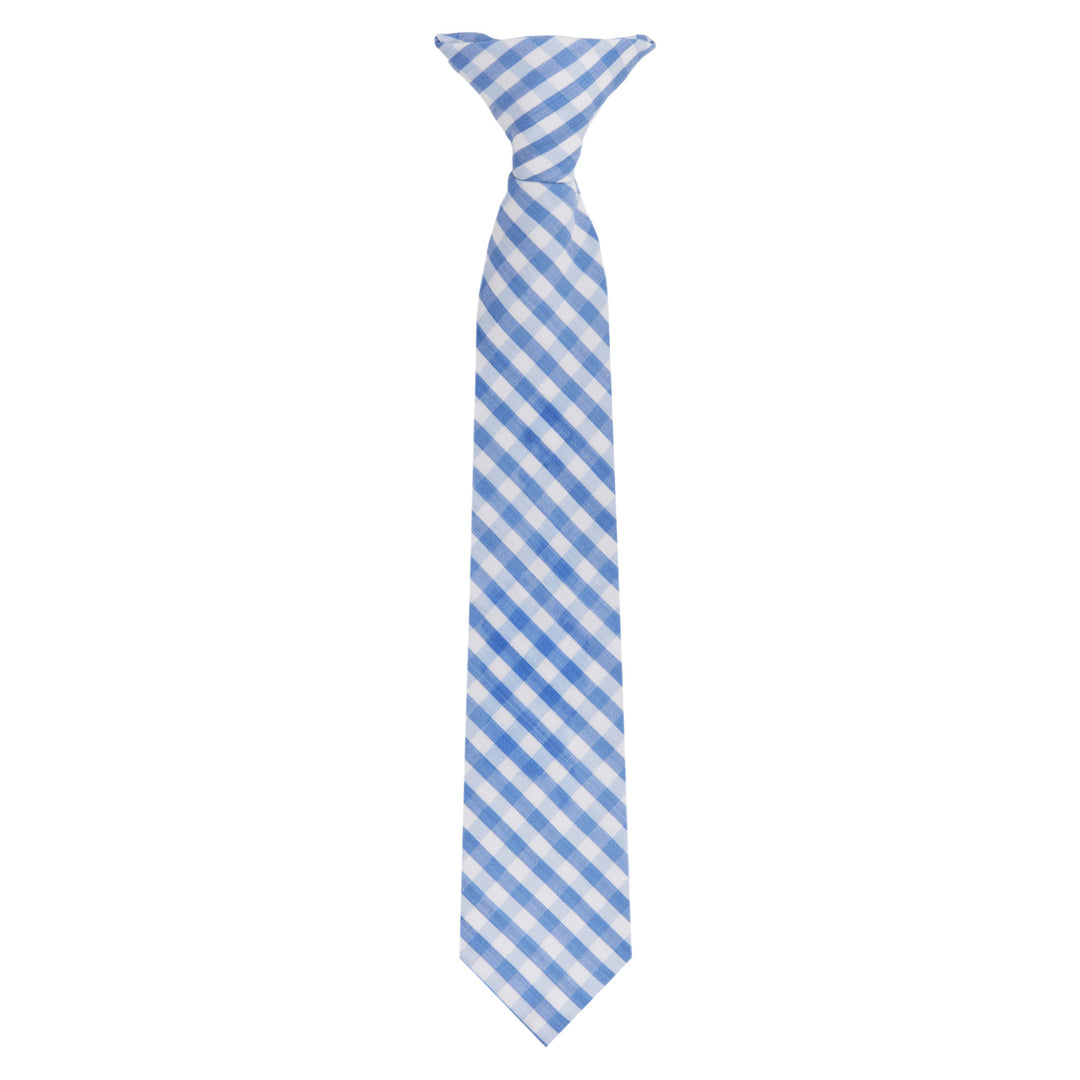 Kid's Gingham 11" Clip-On Tie - Light Blue