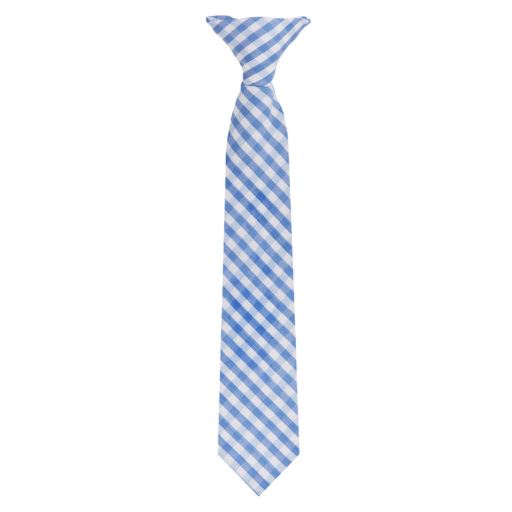 Kid's Gingham 11" Clip-On Tie - Light Blue