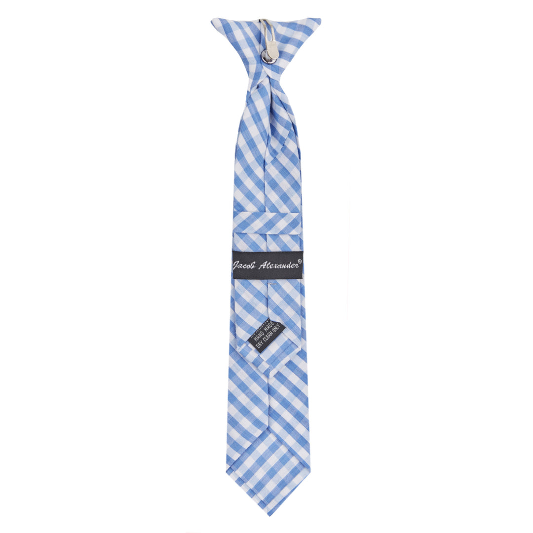 Kid's Gingham 11" Clip-On Tie - Light Blue