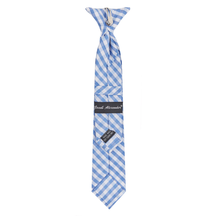 Kid's Gingham 11" Clip-On Tie - Light Blue