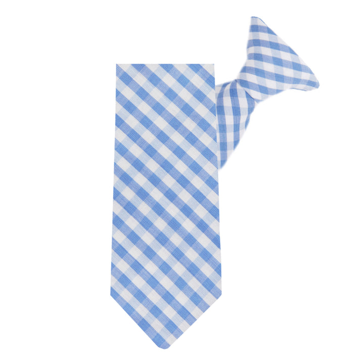 Kid's Gingham 11" Clip-On Tie - Light Blue