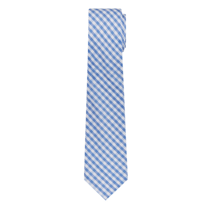 Gingham Slim Tie - Light Blue