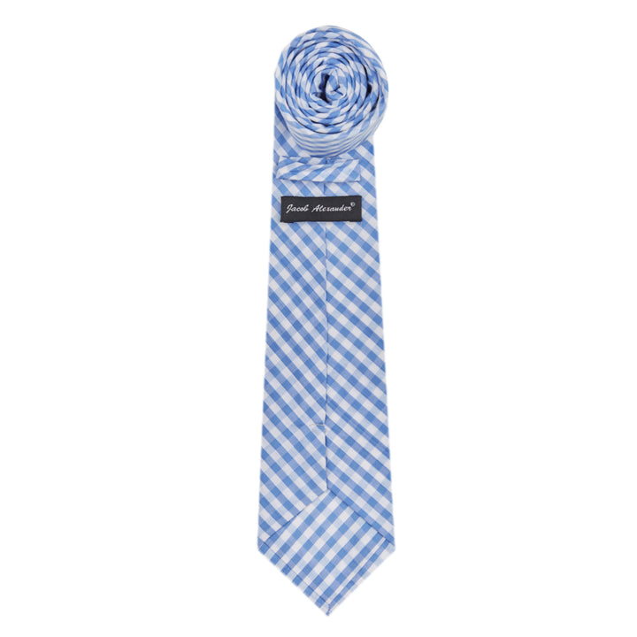 Gingham Slim Tie - Light Blue