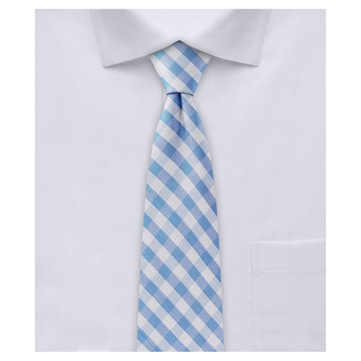 Gingham Slim Tie - Light Blue