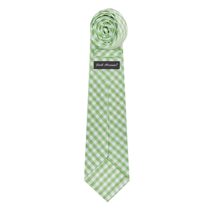 Kid's Prep Gingham Tie - Lime Green