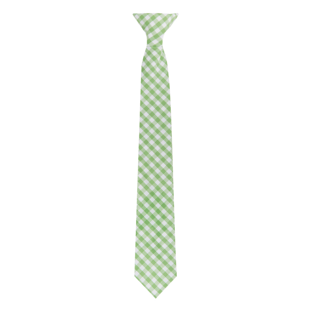 Kid's Gingham 14" Clip-On Tie - Lime Green