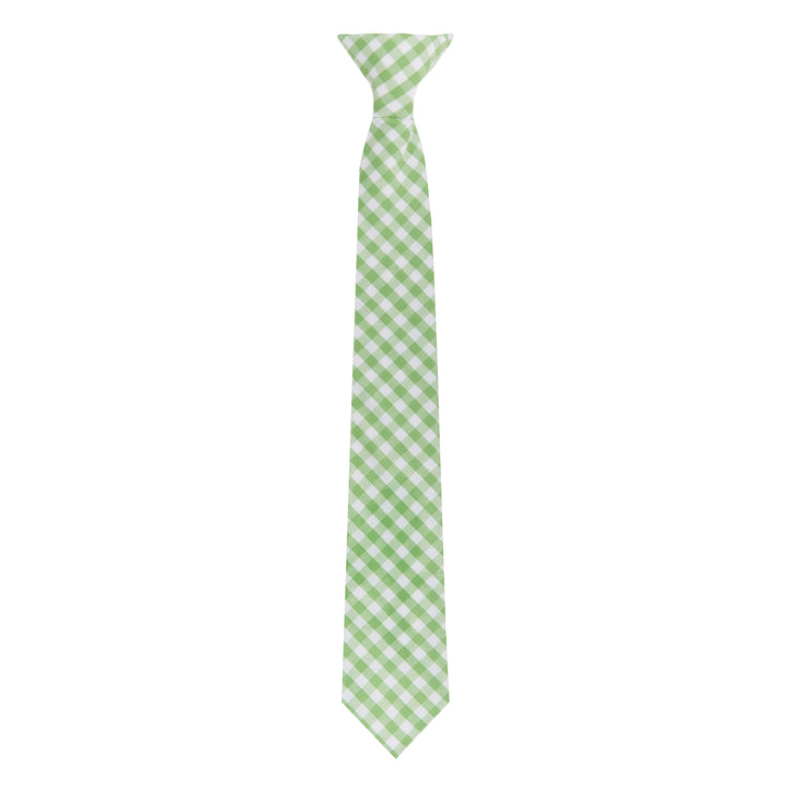 Kid's Gingham 14" Clip-On Tie - Lime Green