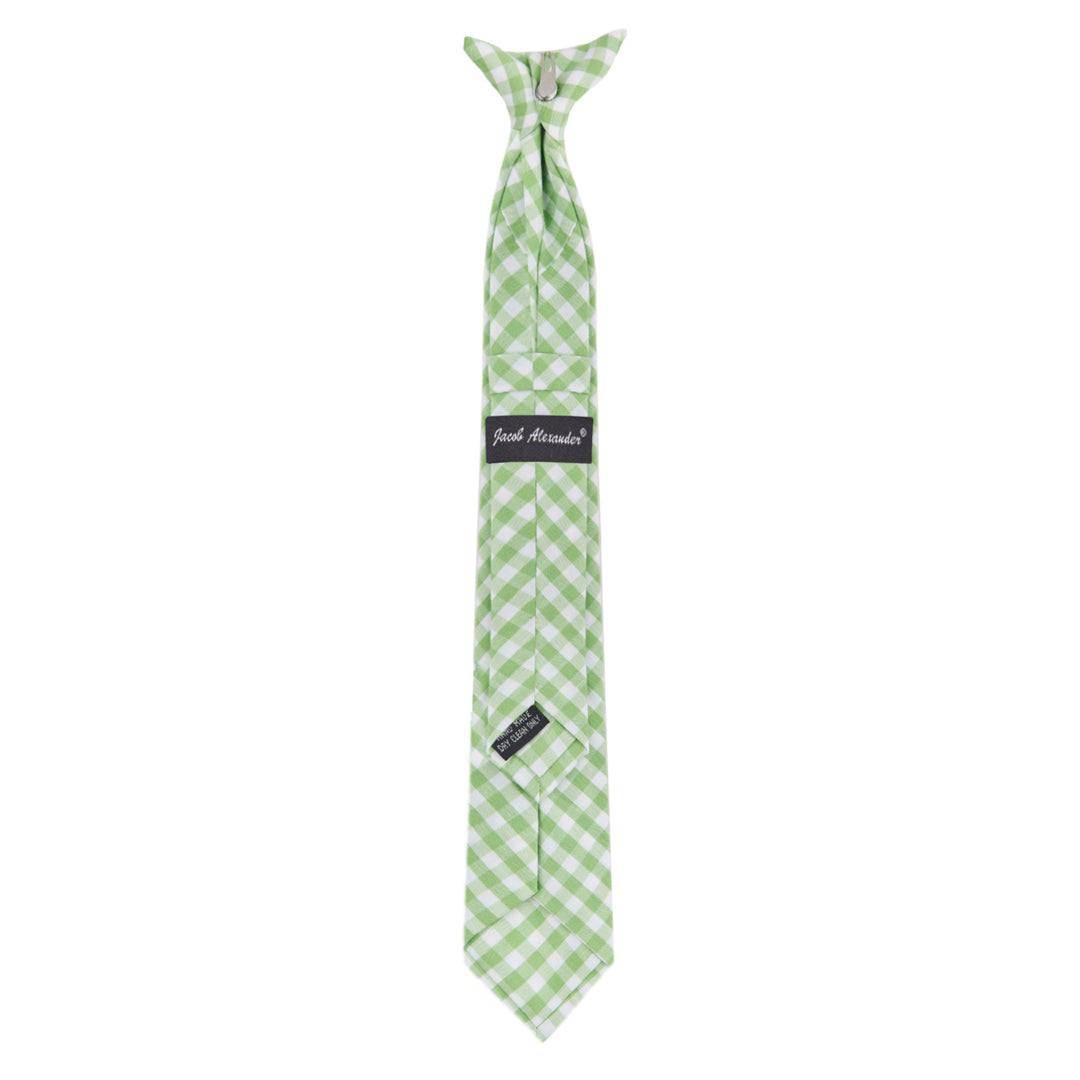 Kid's Gingham 14" Clip-On Tie - Lime Green