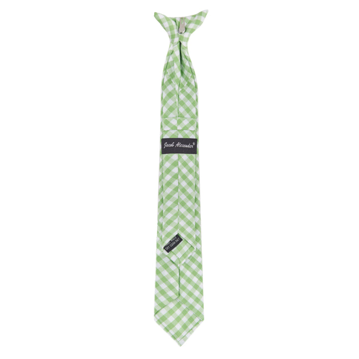 Kid's Gingham 14" Clip-On Tie - Lime Green