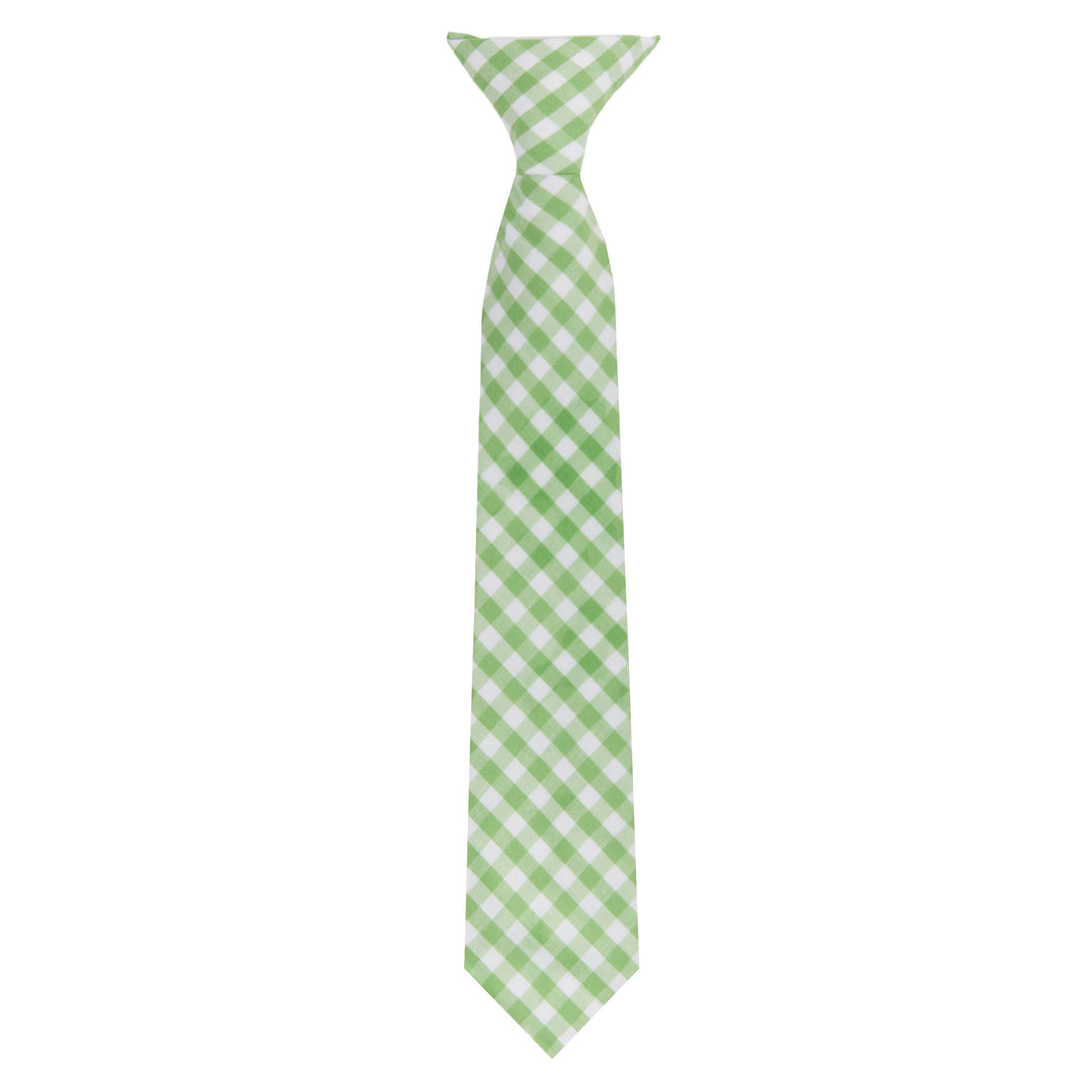Kid's Gingham 11" Clip-On Tie - Lime Green