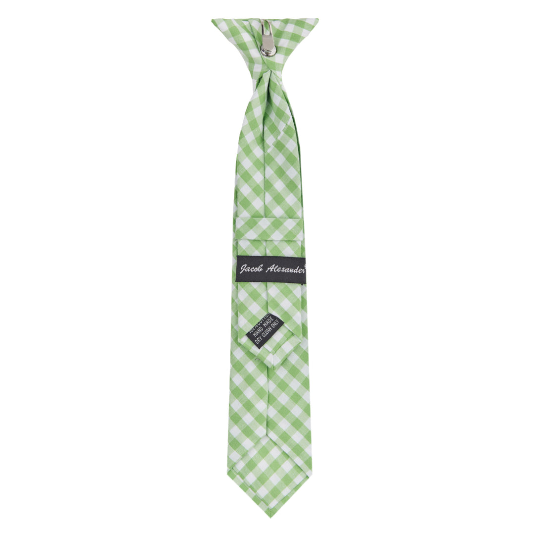 Kid's Gingham 11" Clip-On Tie - Lime Green