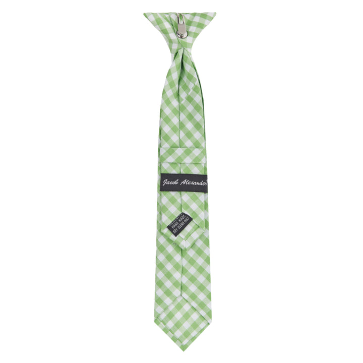 Kid's Gingham 11" Clip-On Tie - Lime Green