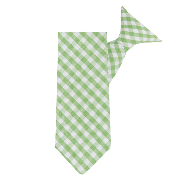 Kid's Gingham 11" Clip-On Tie - Lime Green