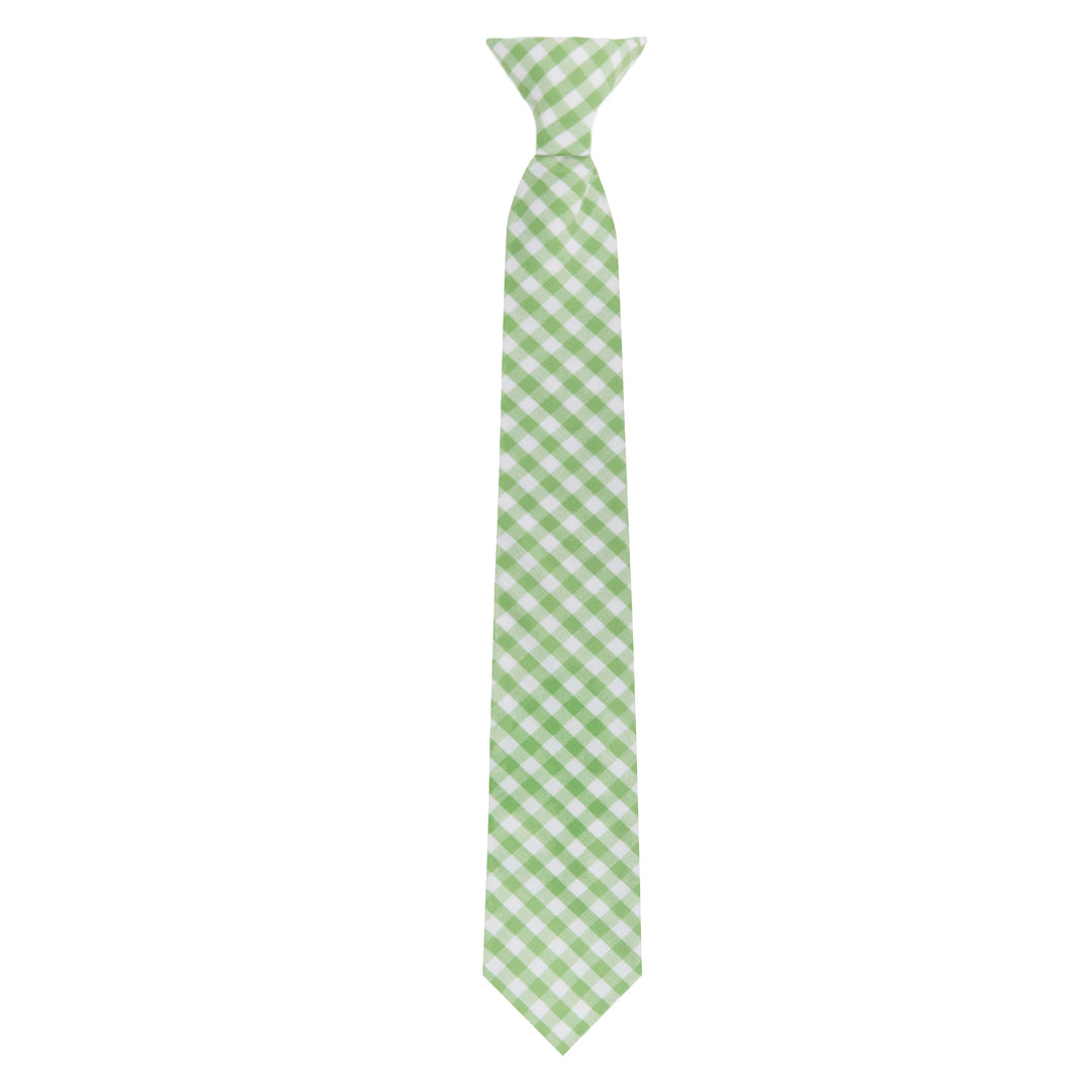 Gingham Clip-On Tie - Lime Green