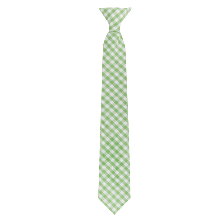 Gingham Clip-On Tie - Lime Green