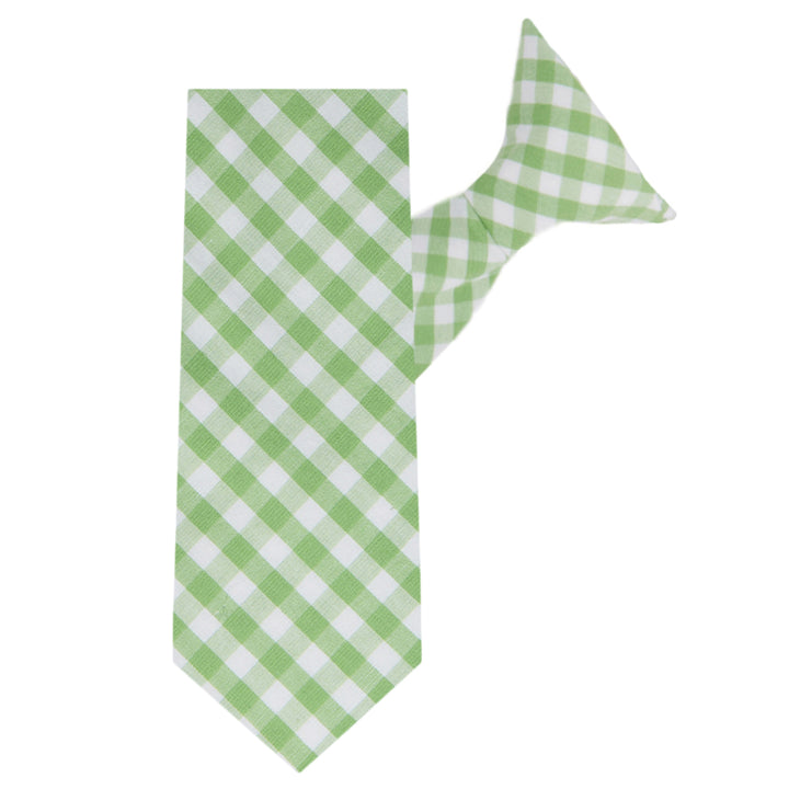 Gingham Clip-On Tie - Lime Green