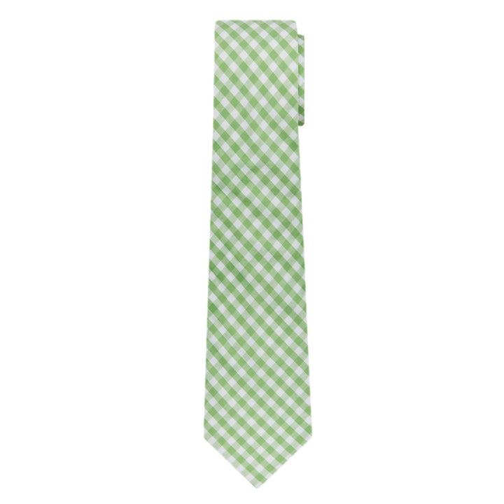 Gingham Slim Tie - Lime Green