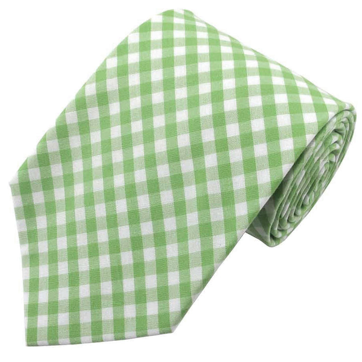 Gingham Extra Long Tie - Lime Green