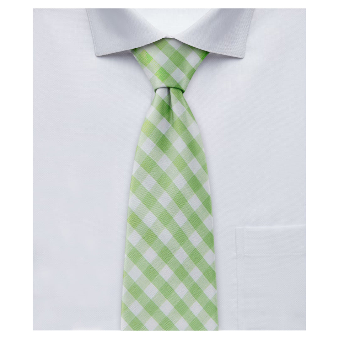 Kid's Gingham 11" Clip-On Tie - Lime Green