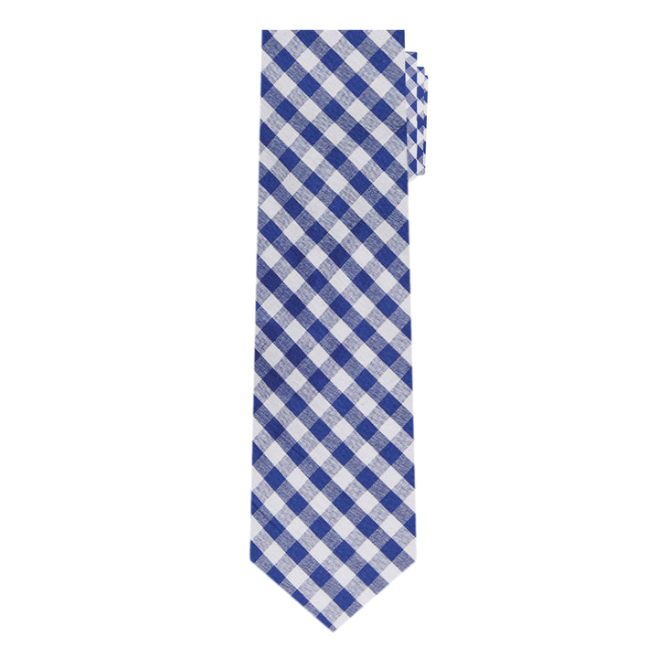 Gingham Extra Long Tie - Royal Blue