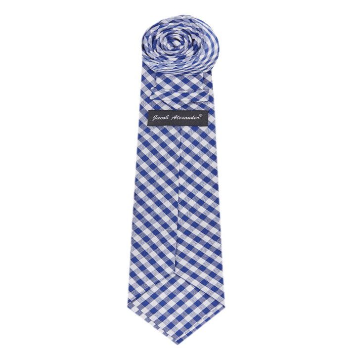 Gingham Extra Long Tie - Royal Blue