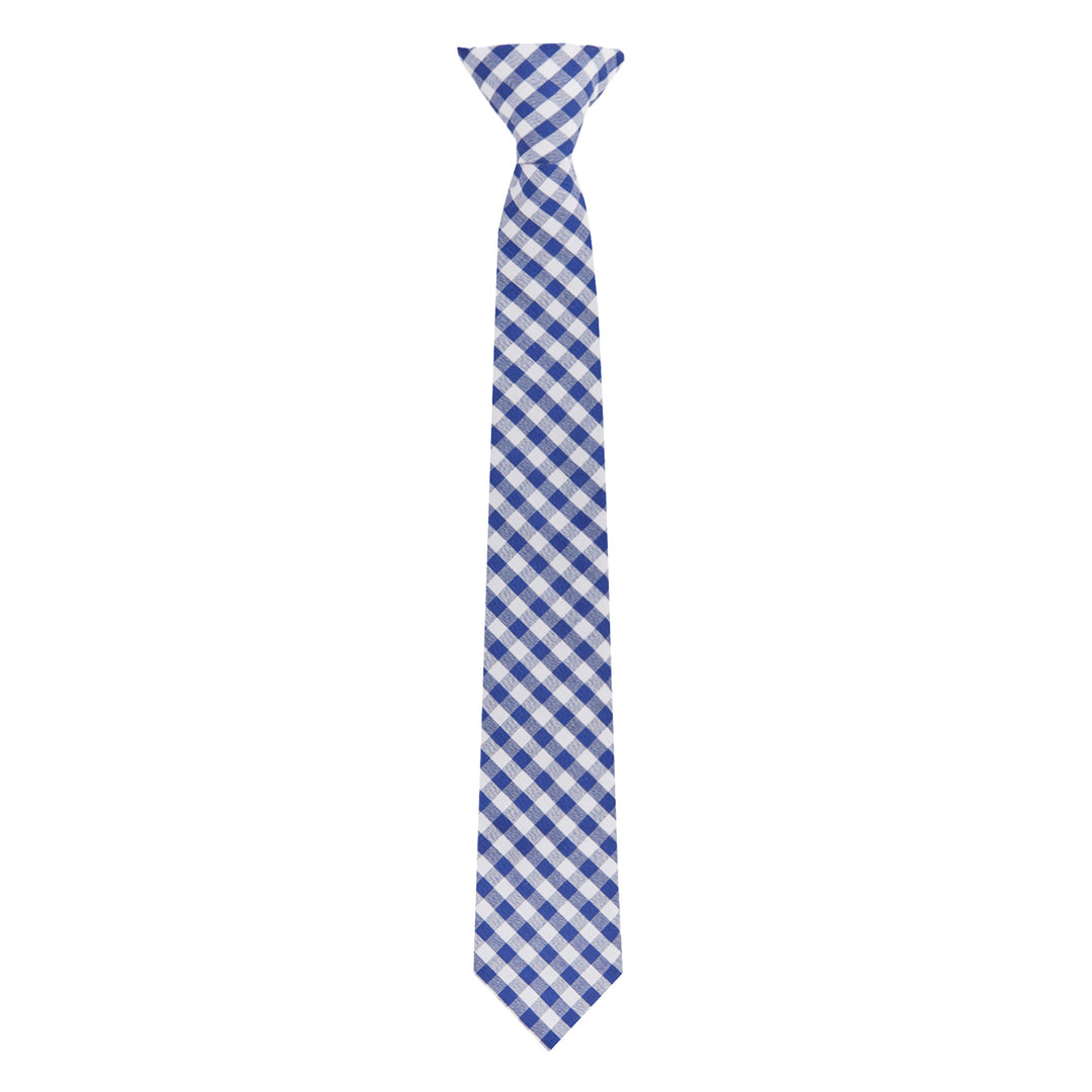 Kid's Gingham 14" Clip-On Tie - Royal Blue