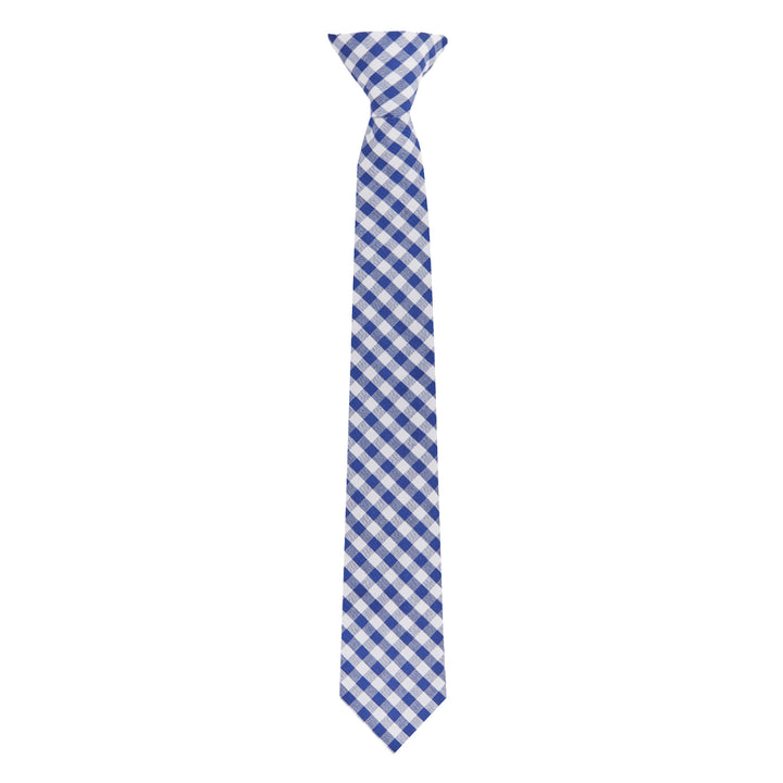 Kid's Gingham 14" Clip-On Tie - Royal Blue