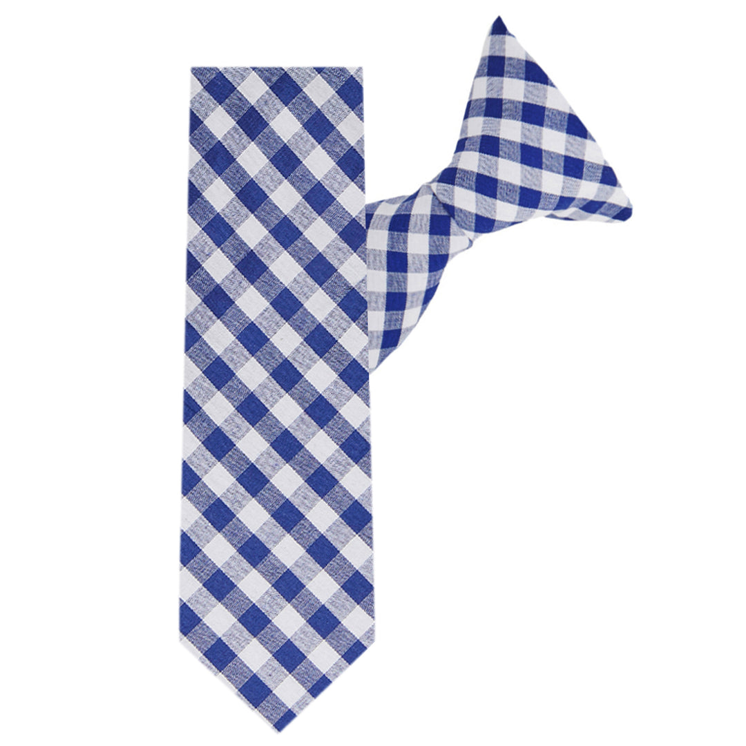 Kid's Gingham 14" Clip-On Tie - Royal Blue