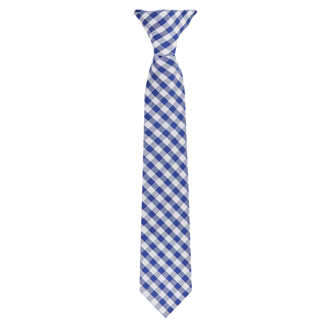 Kid's Gingham 11" Clip-On Tie - Royal Blue