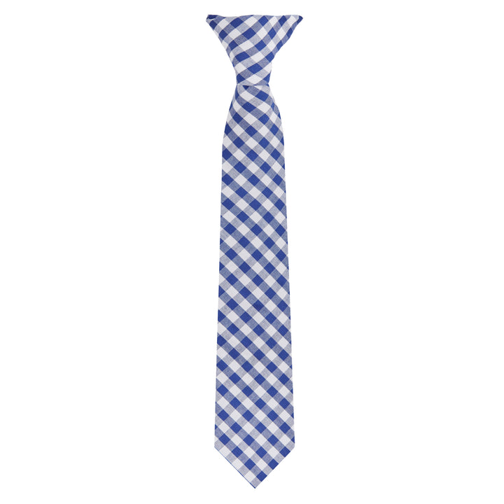 Kid's Gingham 11" Clip-On Tie - Royal Blue