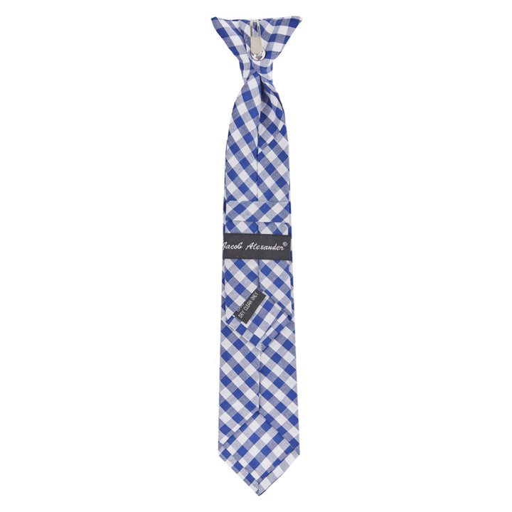 Kid's Gingham 11" Clip-On Tie - Royal Blue