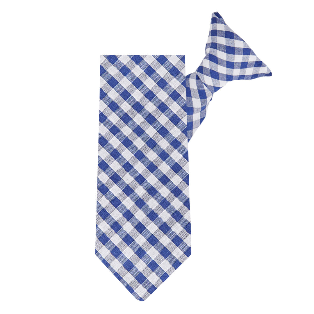 Kid's Gingham 11" Clip-On Tie - Royal Blue